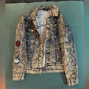 Forever 21 Acid Wash Denim Jacket with Patches